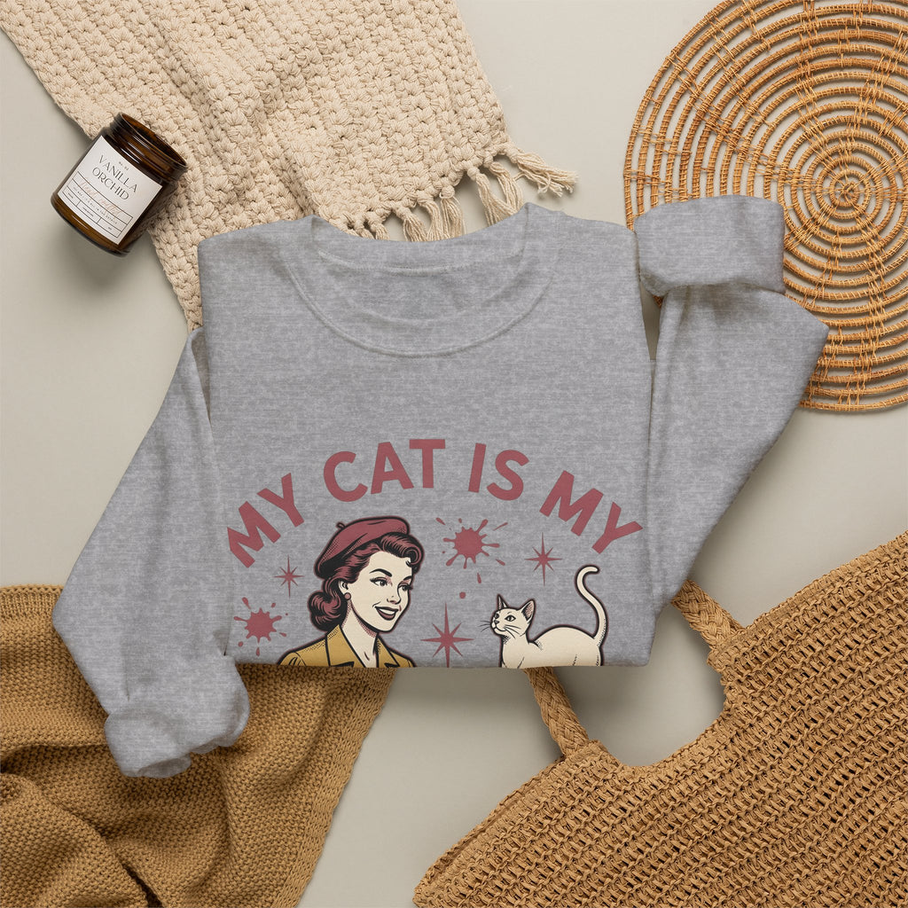 Kitty Artist Sweatshirt Cat Fauna Gift Women Antique Sweatshirt Cat Lady Sweatshirt Feline Fan Vintage Sweatshirt Wildlife Graphic Heritage Art Palette Sweatshirt