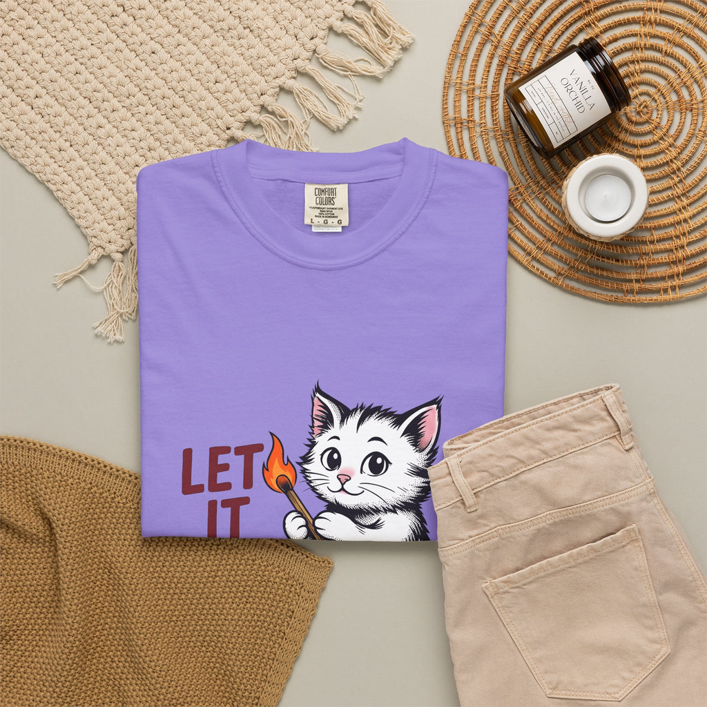 Cute Cat T-Shirt Cat Humor Gift Women Cartoon T-Shirt Kitten T-Shirt Feline Fan Cartoonish T-Shirt Funny Graphic Vintage Matchstick T-Shirt