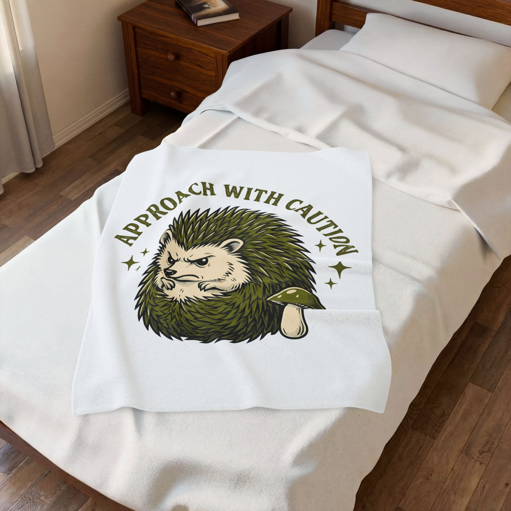 Mad Porcupine Blanket Funny Wildlife Gift Women Retro Blanket Quill Blanket Humor Fan Vintage Blanket Animal Graphic Sketch Toadstool Blanket
