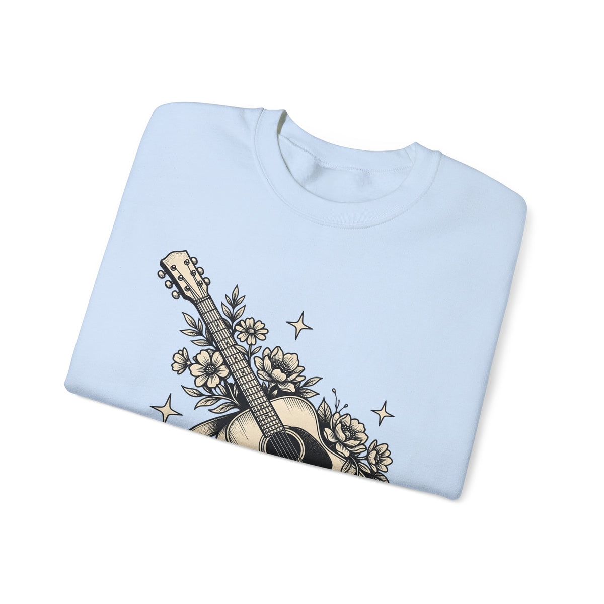 Blossom Guitar Sweatshirt Floral Melody Gift Women Illustrative Sweatshirt Guitar Sweatshirt Flower Fan Illustrated Sweatshirt Harmony Graphic Old School Star