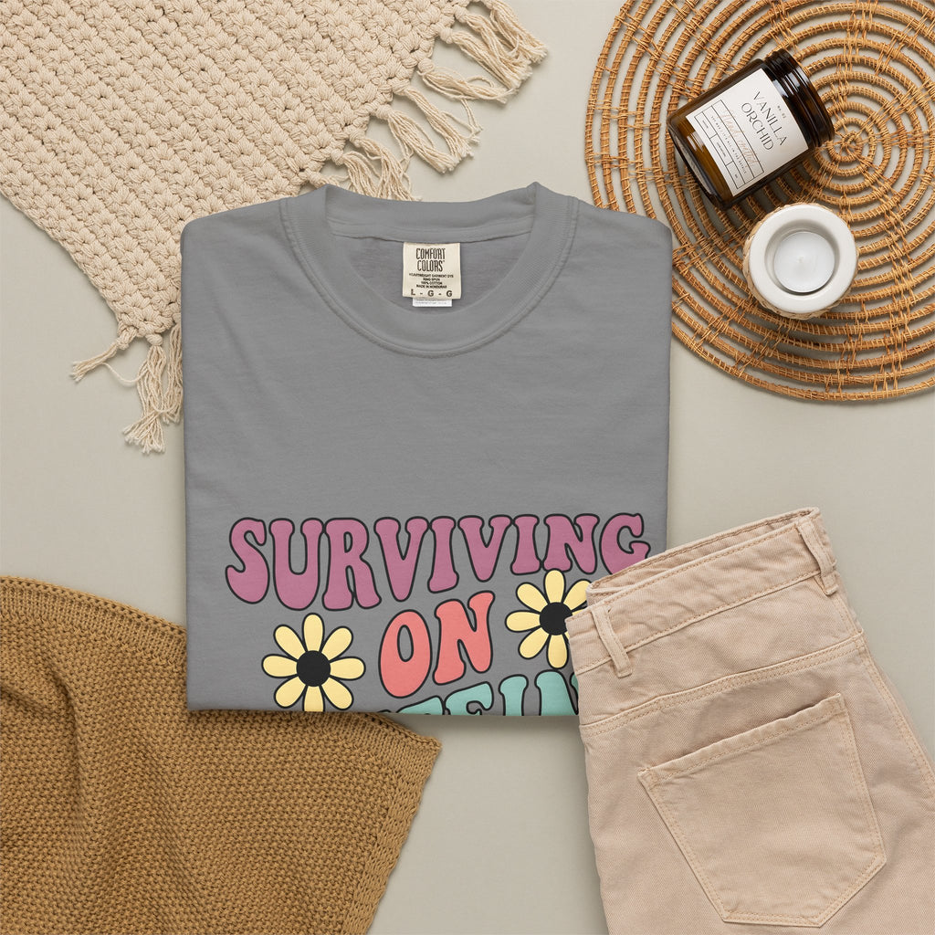 Retro Floral Art T-Shirt Coffee Satire Gift Women Boho T-Shirt Floral Art T-Shirt Java Fan Bohemian T-Shirt Sarcastic Graphic Retro Wildflower
