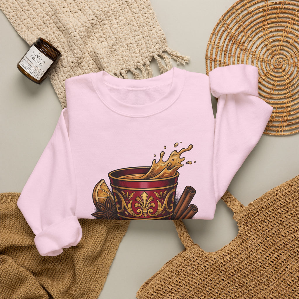 Hot Spiced Drink Holiday Yuletide Gift Farmhouse Mulled Wine Christmas Fan Rustic Winter Outline Sweatshirt