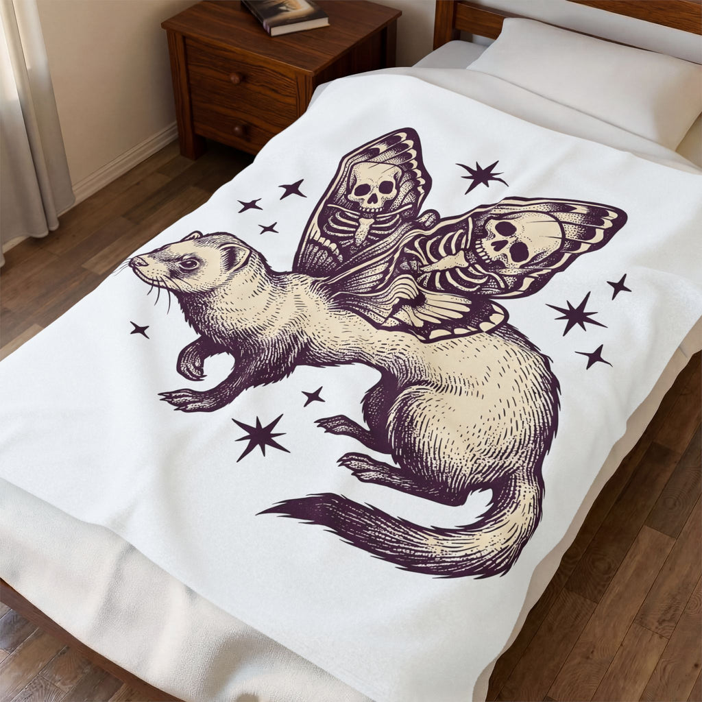 Ferret Moth Hybrid Blanket Gothic Pet Gift Women Dark Blanket Ferret Blanket Goth Fan Grunge Blanket Animal Graphic Retro Star Symbol Blanket