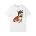 Corgi Puppy Dog Animals Gift Sketch Puppy Dog Fan Canine Doggy Retro Detective Cap T-Shirt