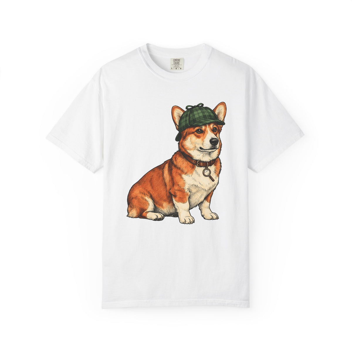 Corgi Puppy Dog Animals Gift Sketch Puppy Dog Fan Canine Doggy Retro Detective Cap T-Shirt