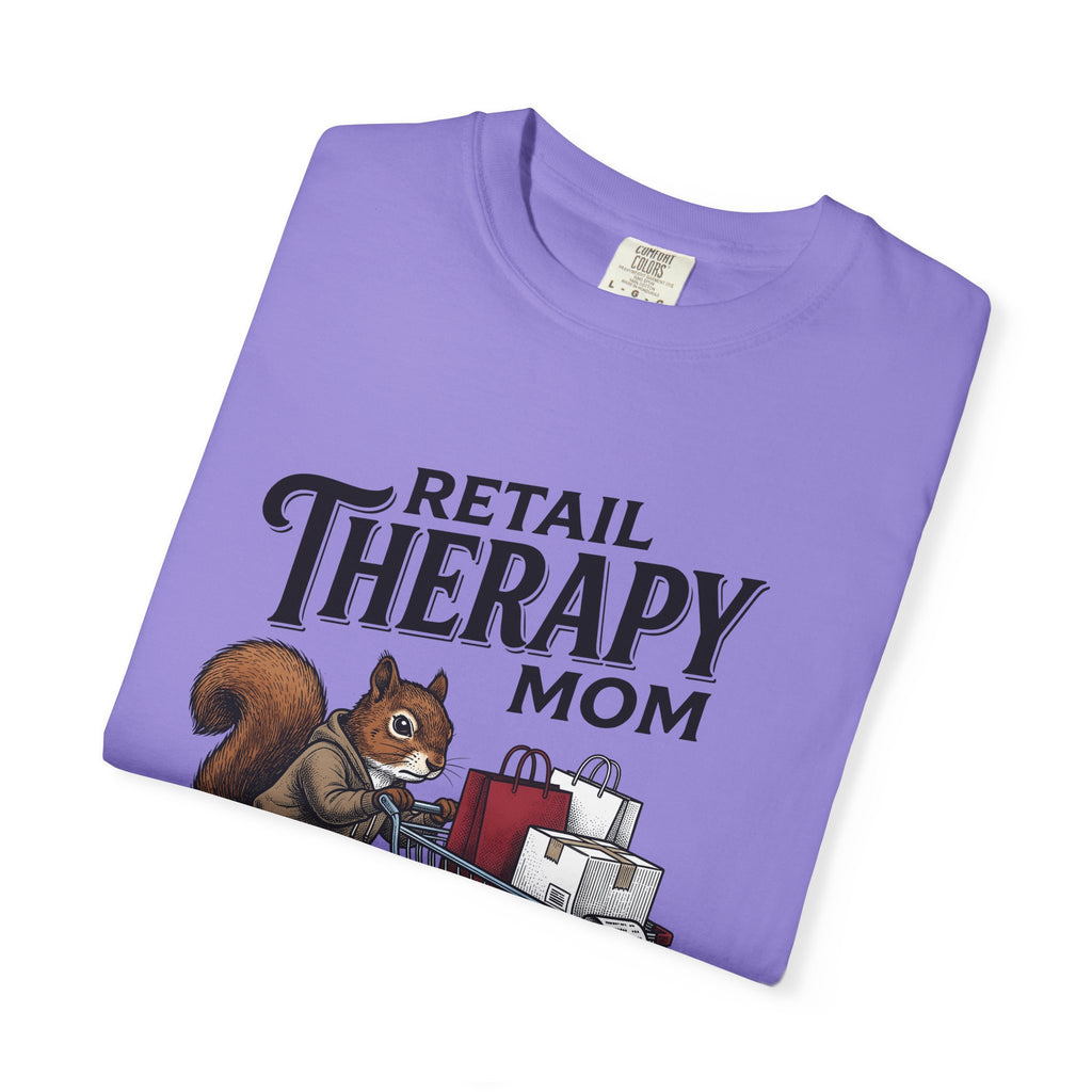 Squirrel Cart T-Shirt Moms Retail Gift Women Hand Drawn T-Shirt Shopping Cart T-Shirt Motherhood Fan Store Graphic Retail Design Line Art Tote