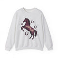 Horse Design Sweatshirt Boho Chic Ranch Gift Women Classic Sweatshirt Equine Sweatshirt Hippie Fan Vintage Sweatshirt Western Graphic Doodle Horseshoe Sweatshirt