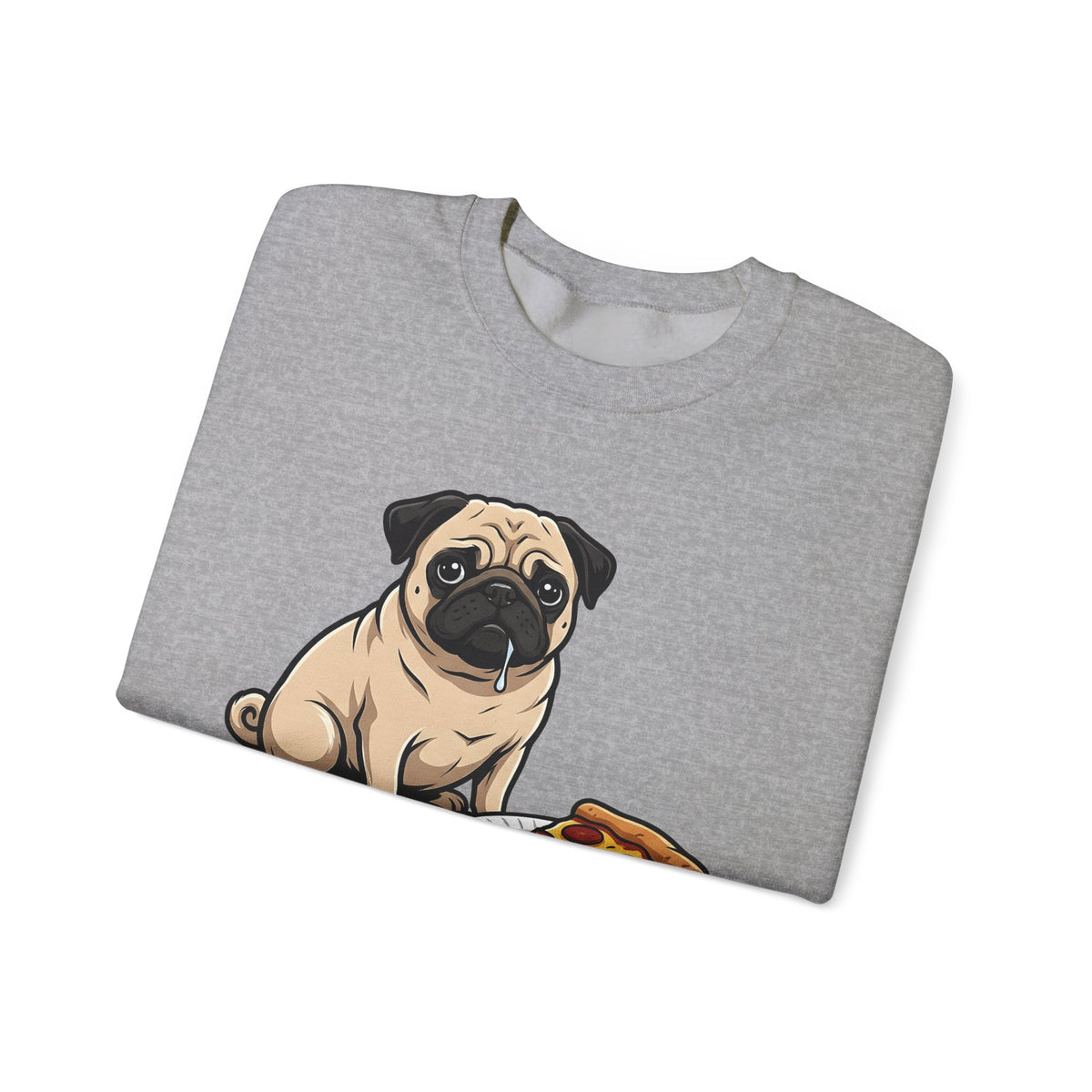 Pug Dog Sweatshirt Dog Meals Gift Women Line Art Sweatshirt Pugs Sweatshirt Dog Fan Illustrated Design Food Graphic Sweatshirt Sketch Pizza Piece Sweatshirt