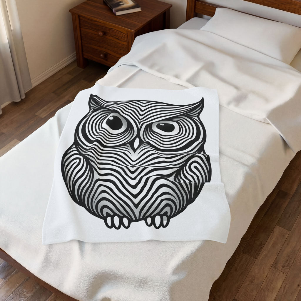 Owl Art Blanket Animal Wildlife Gift Women Abstract Blanket Hoot Blanket Animal Fan Nature Graphic Blanket Flat Motif Blanket