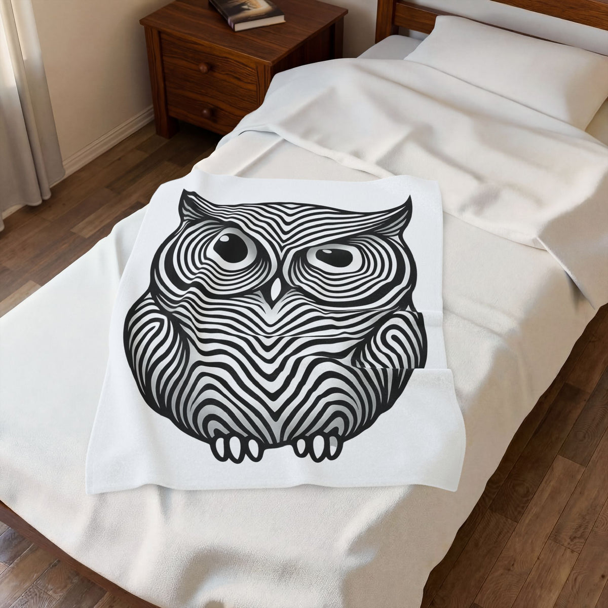Owl Art Blanket Animal Wildlife Gift Women Abstract Blanket Hoot Blanket Animal Fan Nature Graphic Blanket Flat Motif Blanket