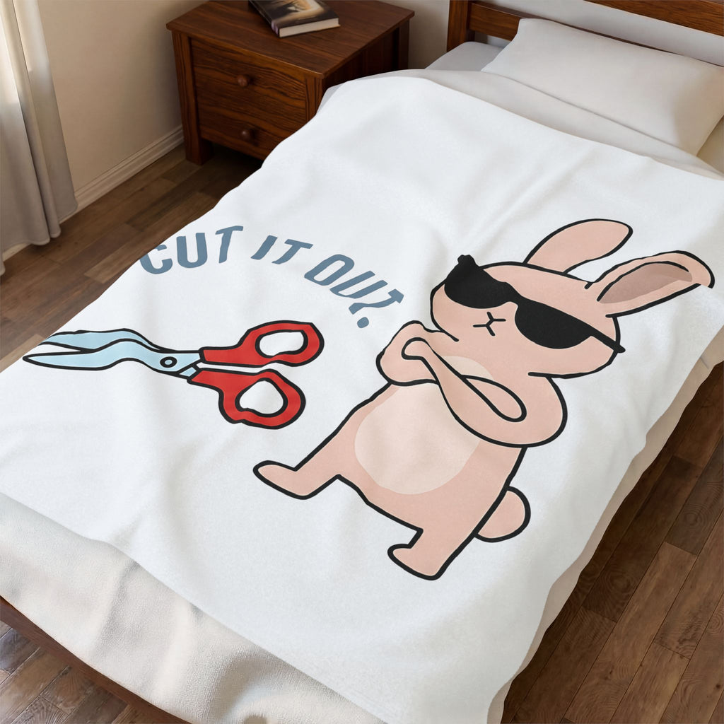 Bunny Sunglasses Blanket Teacher Humor Gift Women Cartoon Blanket Rabbit Shades Blanket Educator Enthusiast Comic Blanket Funny Graphic Minimalist