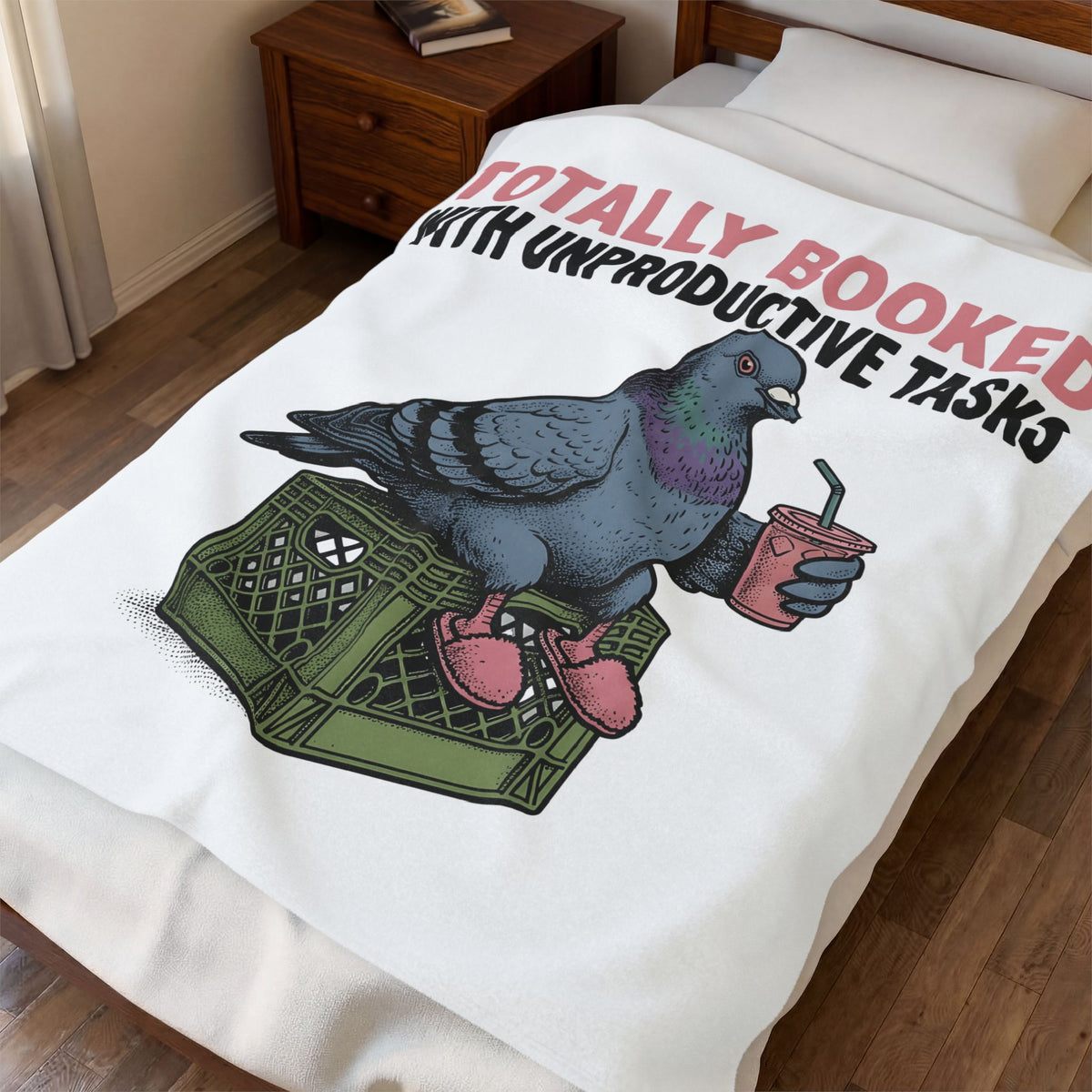 Pigeon Drawing Blanket Funny Wildlife Gift Women Comic Blanket Dove Blanket Humor Fan Cartoon Blanket Animal Graphic Classic Coffee Cup Blanket