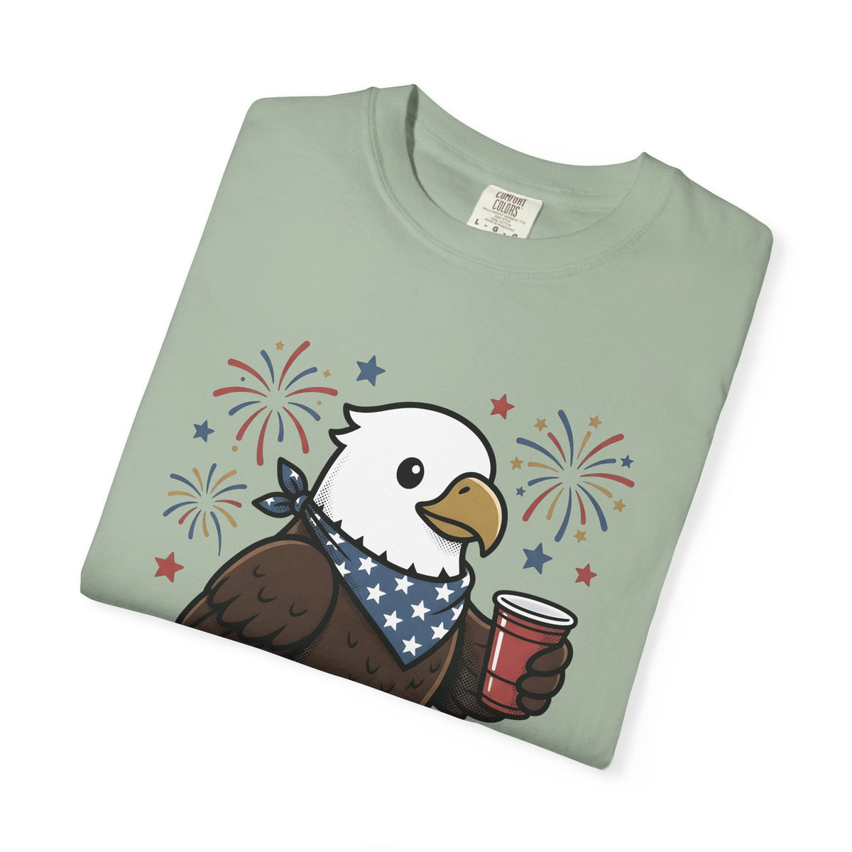 Bald Eagle T-Shirt 4th Of July Usa Gift Women Comic T-Shirt Eagle T-Shirt Independence Day Fan Cartoon T-Shirt American Graphic Vintage Fireworks