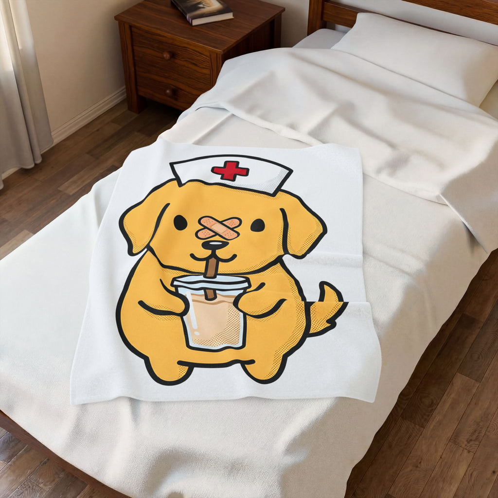 Nurse Puppy Blanket Nurse Creature Gift Women Chibi Blanket Puppy Dog Blanket Nursing Enthusiast Cartoon Blanket Animal Graphic Illustration