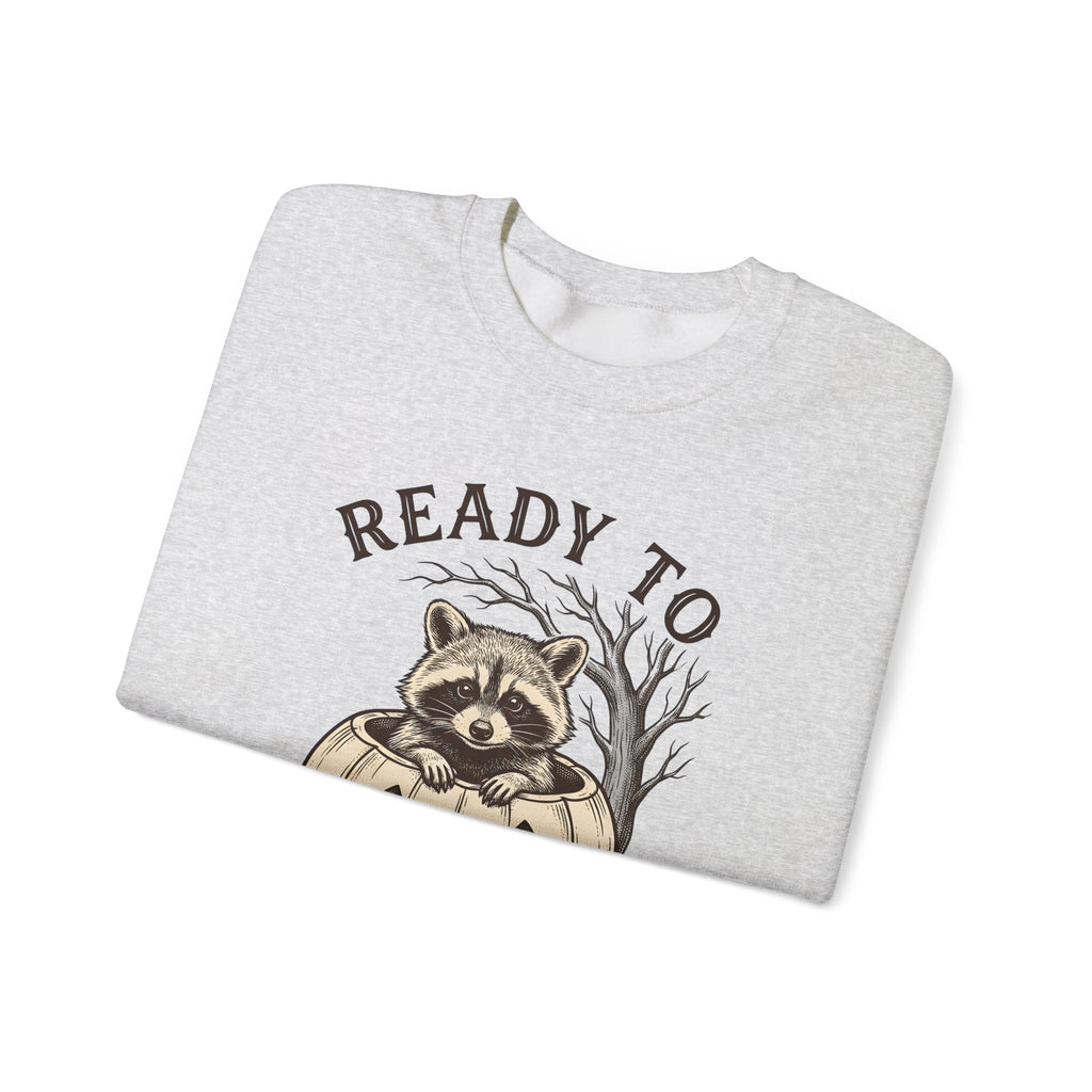 Raccoon Pumpkin Sweatshirt Halloween Animal Gift Women Vintage Sweatshirt Gourd Sweatshirt Halloween Fan Retro Sweatshirt Wildlife Graphic Hand Drawn Spooky