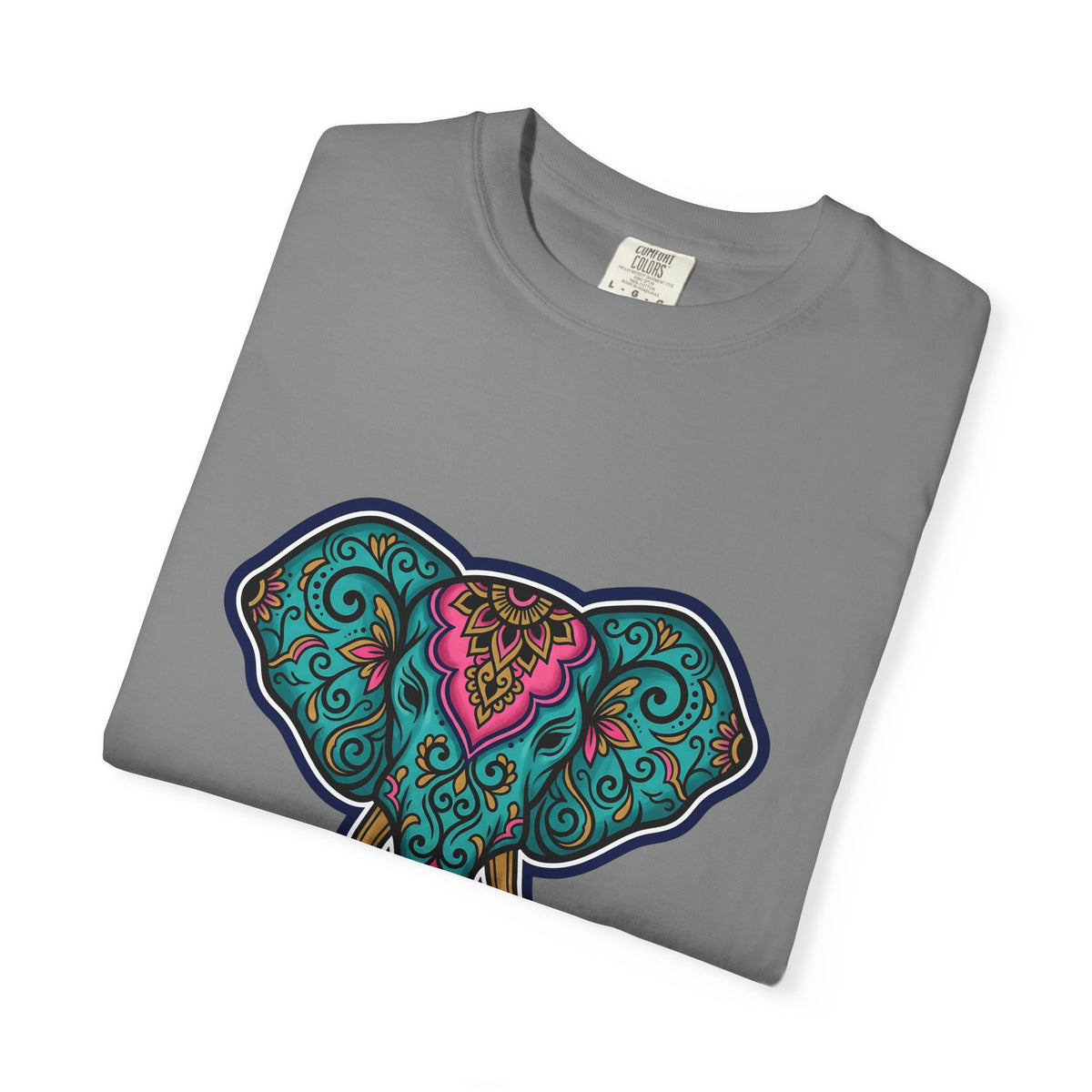 Elephant Head T-Shirt Boho Animal Gift Women Boho T-Shirt Pachyderm T-Shirt Hippie Fan Boho Chic T-Shirt Wildlife Graphic Mandala Floral Pattern