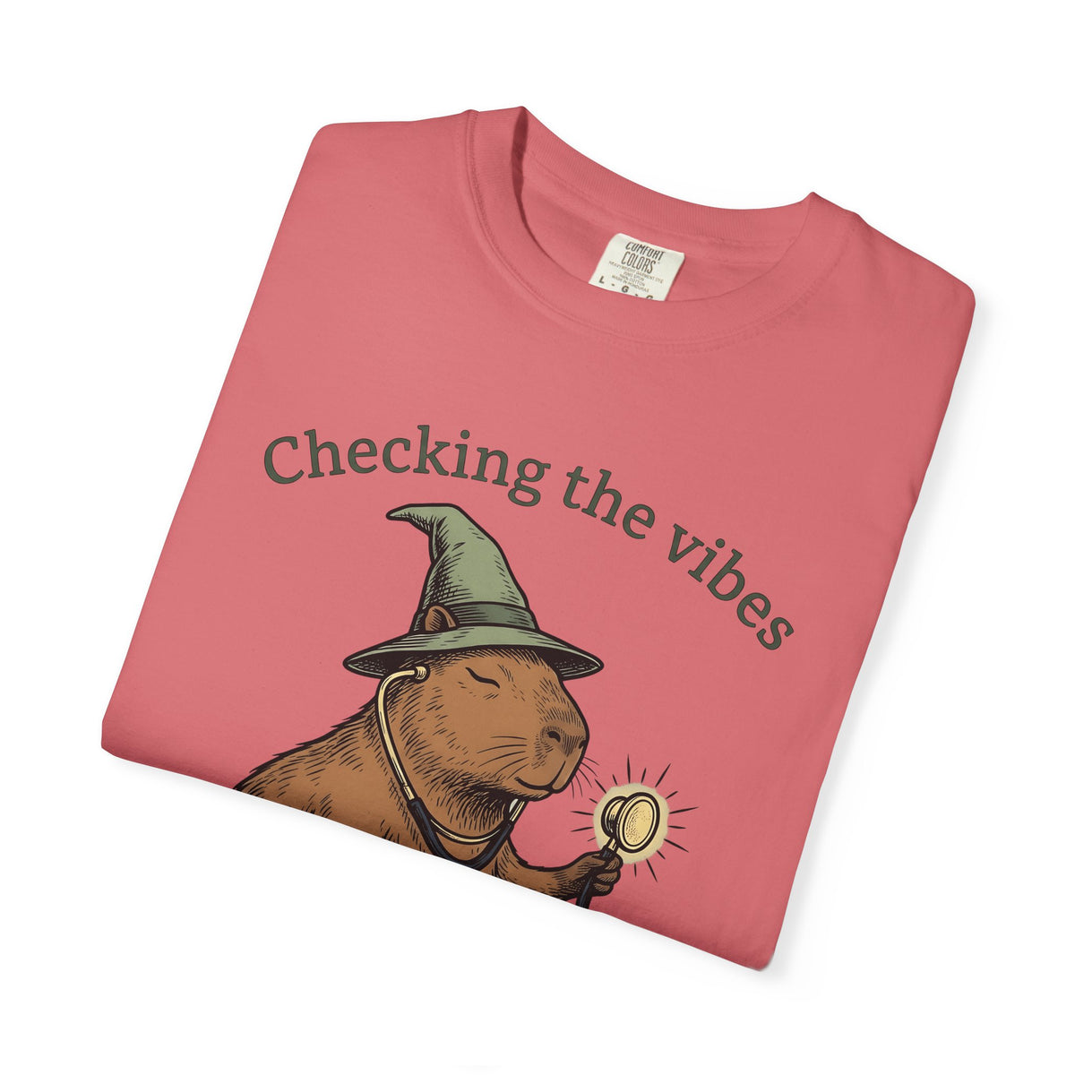 Capybara Warlock T-Shirt Nurses Critter Gift Women Illustrated T-Shirt Rodent T-Shirt Nurse Enthusiast Cartoon T-Shirt Animal Graphic Line Art