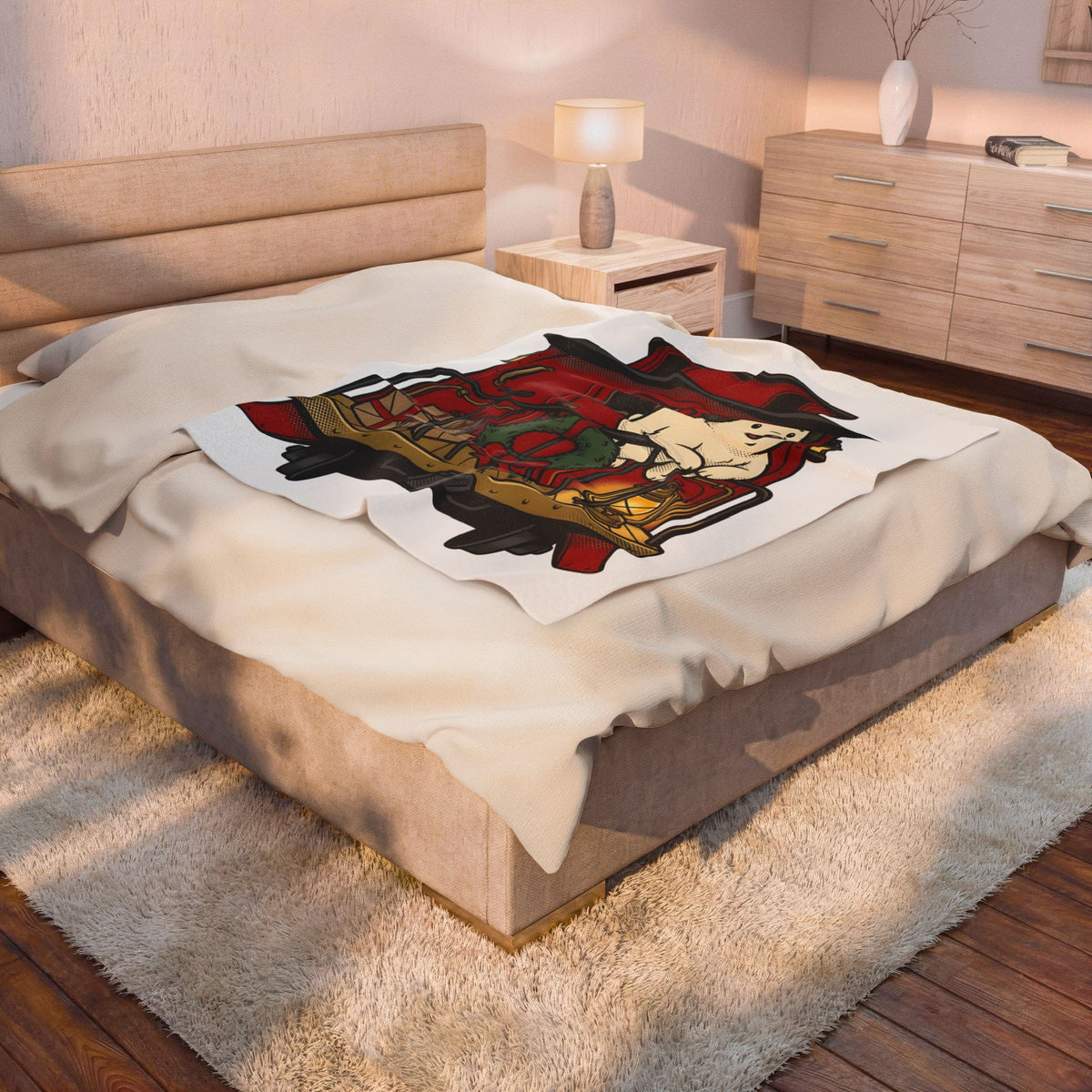 Ice Bear Train Blanket Christmas Fauna Gift Women Sketch Blanket Polar Bear Blanket Christmas Fan Polar Creature Graphic Line Art Ring Blanket