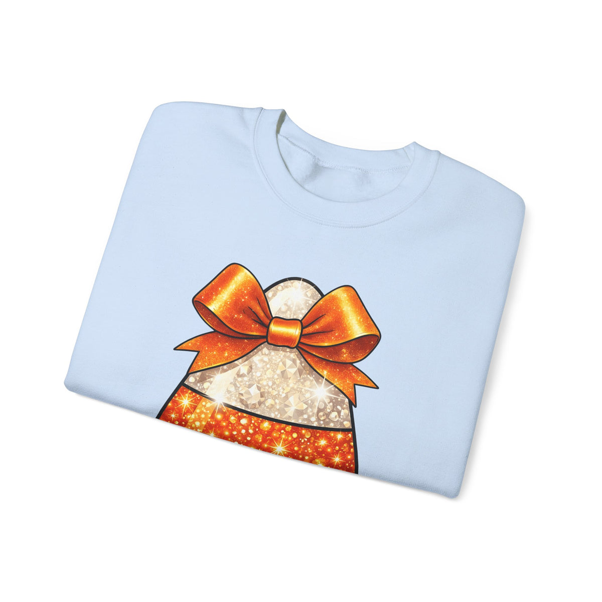 Candy Corn Sweatshirt Halloween Candy Gift Women Glitter Sweatshirt Triangular Corn Sweatshirt Spooky Fan Sparkling Sweatshirt Sweets Graphic Kawaii Bow Sweatshirt