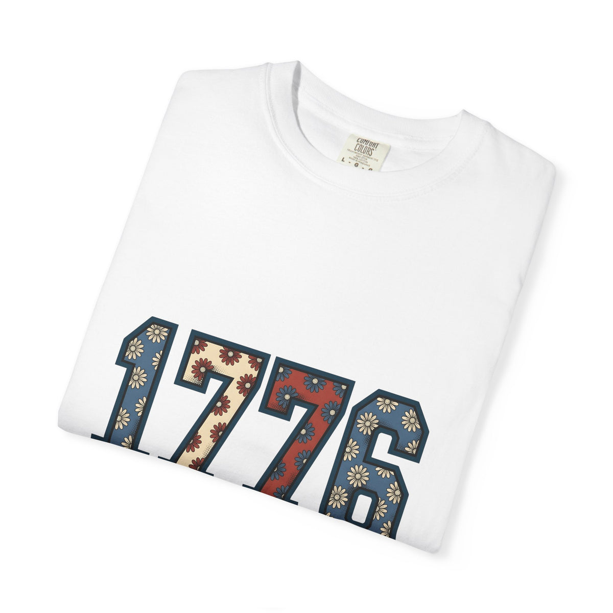 Floral Numerals T-Shirt 4th Of July Freedom Gift Women Vintage T-Shirt Number T-Shirt Independence Fan Distressed Graphic T-Shirt Retro Daisy