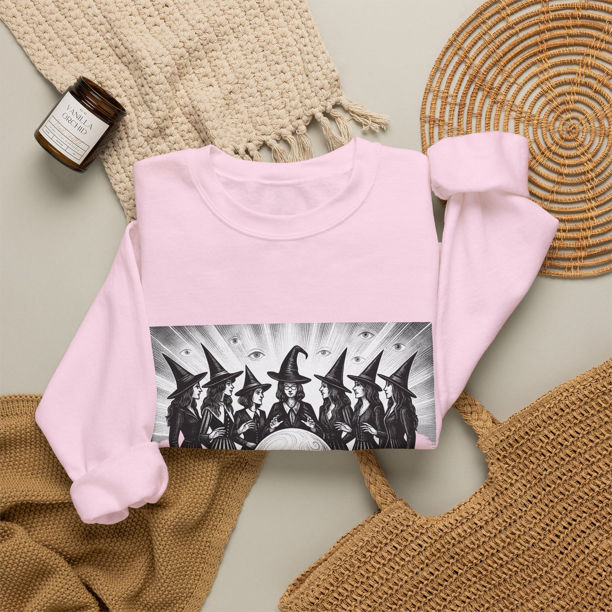 Witches Circle Sweatshirt Halloween Supernatural Gift Women Eerie Sweatshirt Coven Sweatshirt Horror Fan Occult Graphic Sweatshirt Classic Fortune Ball Sweatshirt