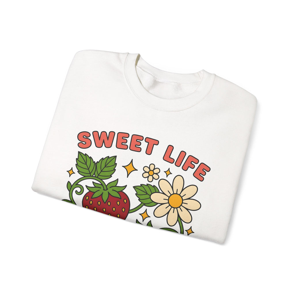 Strawberry Flower Boho Chic Produce Gift Strawberry Hippie Fan Illustrated Fruit Vintage Sweatshirt