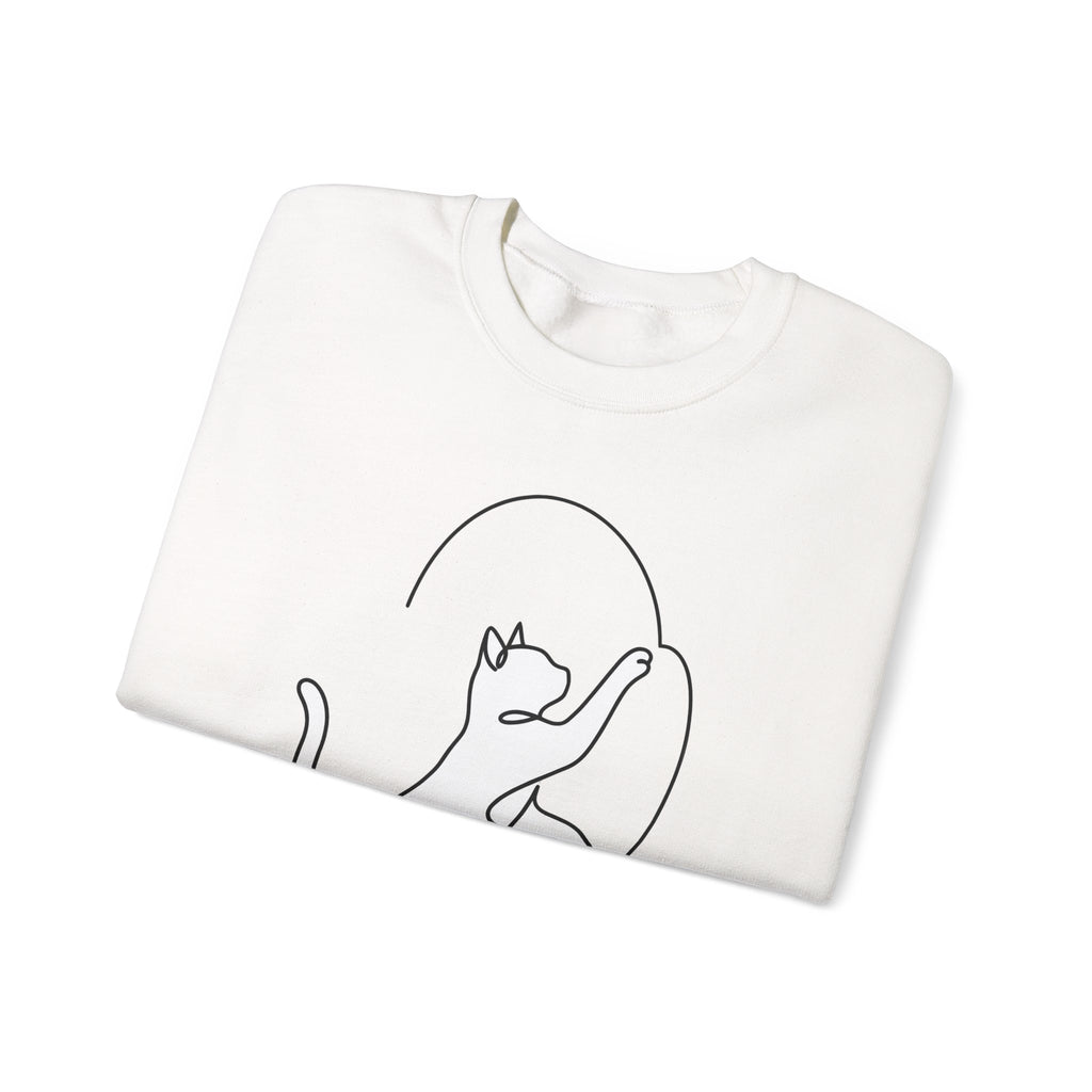Cat Sketch Sweatshirt Cat Creatures Gift Women Basic Sweatshirt Kitten Sweatshirt Cat Fan Feline Sweatshirt Simple Illustration Animal Graphic Geometric Heart