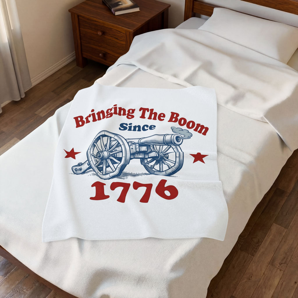 Cannon Illustration Blanket 4th Of July America Gift Women Retro Blanket Artillery Blanket Fireworks Fan Vintage Blanket Patriotic Graphic Sketch