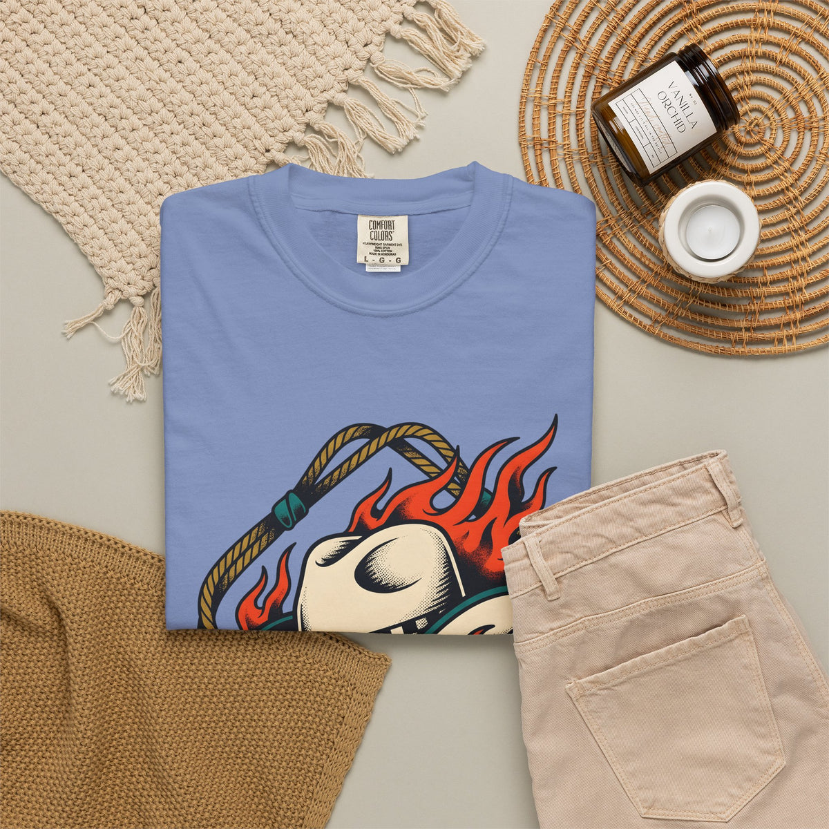Cowboy Hat T-Shirt Cowgirl Western Gift Women Tattoo Art T-Shirt Stetson T-Shirt Rodeo Fan Tattooed T-Shirt Country Graphic Vintage Flames T-Shirt