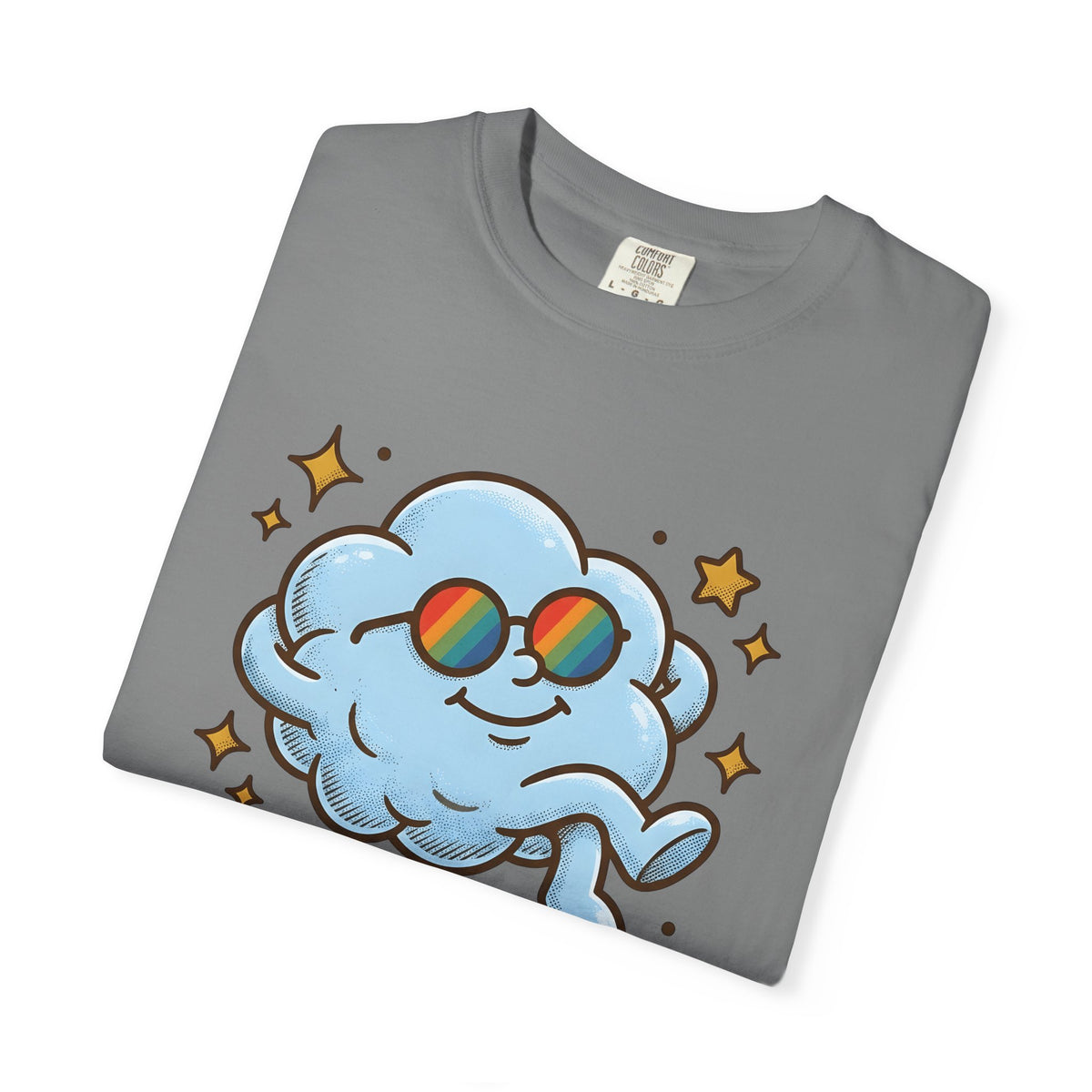 Smiling Cloud Boho Chic Inspiration Gift Comic Cloud Hippie Fan Cartoon Motivational Vintage T-Shirt