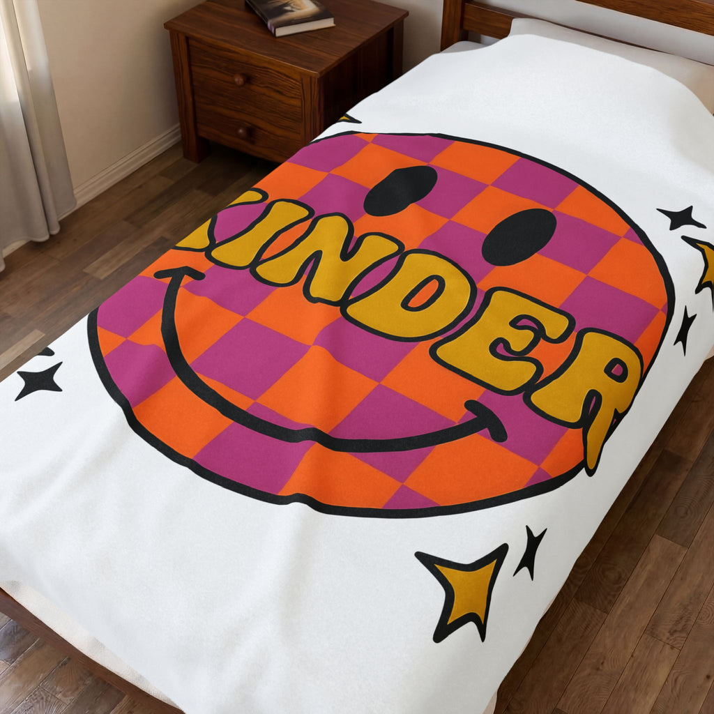 Grin Icon Teachers Inspiration Gift Nostalgic Smiley Educator Enthusiast Vintage Motivational Blanket