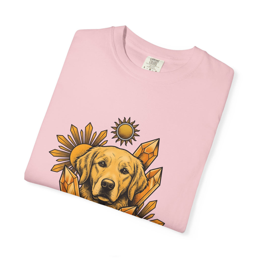Golden Retriever T-Shirt Dog Sunlight Gift Women Bohemian T-Shirt Retriever T-Shirt Dog Fan Puppy T-Shirt Sunshine Graphic Retro Crystals T-Shirt