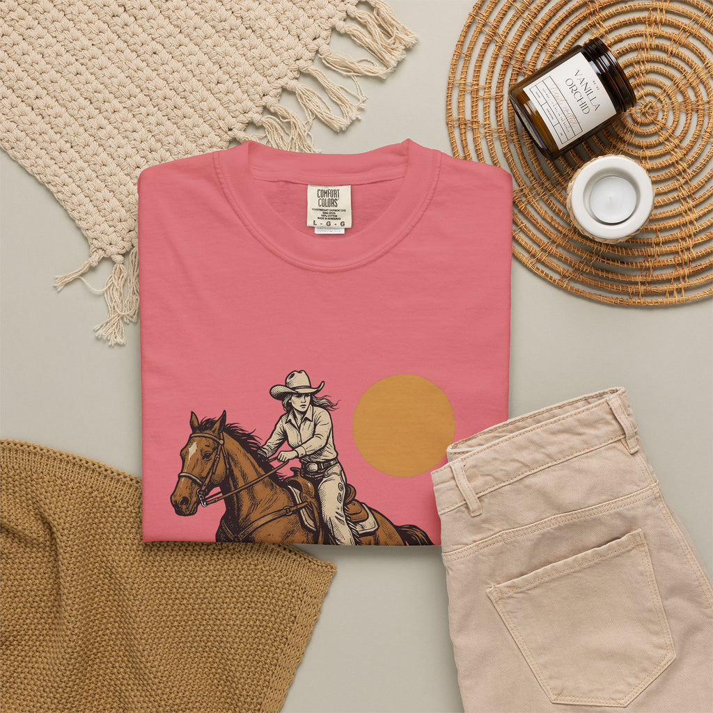 Barrel Racing T-Shirt Cowgirl Livestock Gift Women Cowboy T-Shirt Barrel Racing T-Shirt Rodeo Fan Western T-Shirt Cattle Graphic Retro Horse T-Shirt