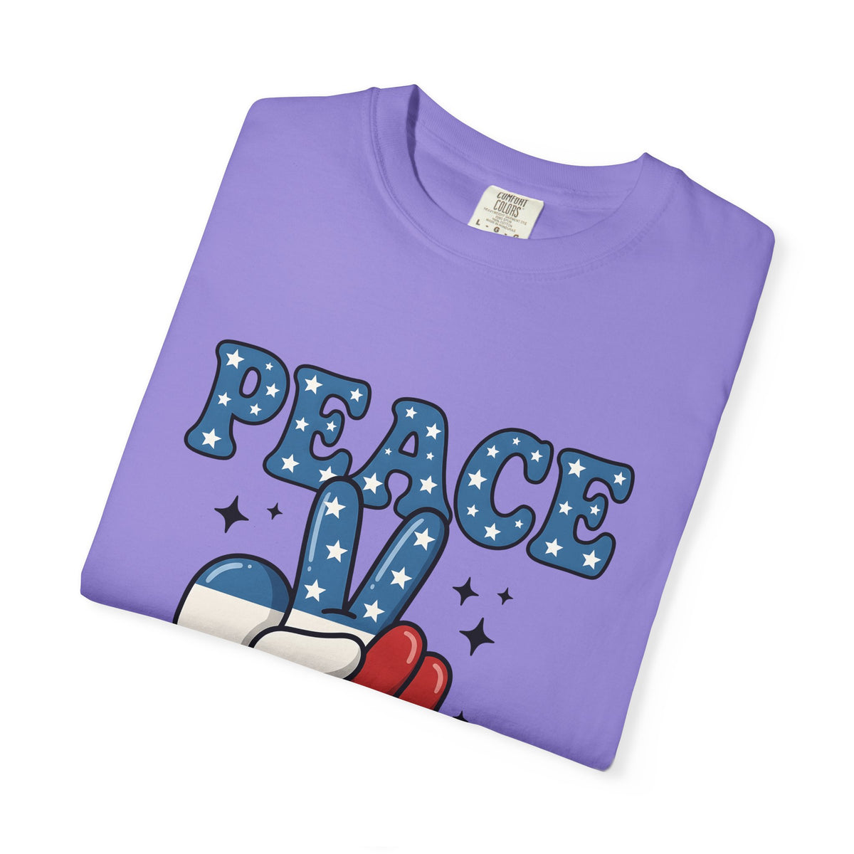 Peace Gesture T-Shirt America/4th Of July Celebration Gift Women Sketch T-Shirt Peace Sign T-Shirt Patriot Fan Hand Drawn T-Shirt Party Graphic