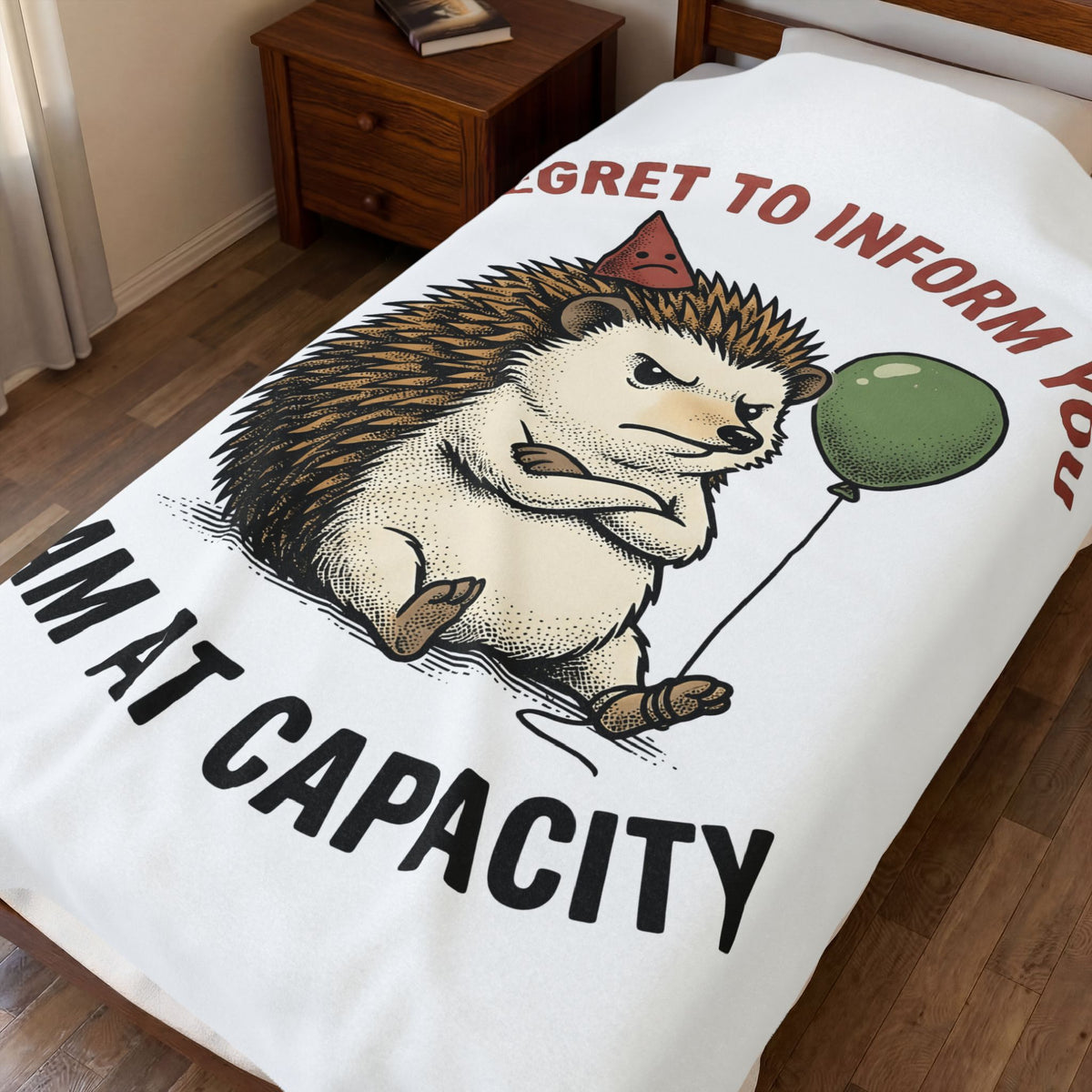 Hedgehog Art Blanket Funny Creatures Gift Women Whimsical Blanket Porcupine Blanket Humor Fan Cartoon Blanket Animal Graphic Sketch Balloon Blanket