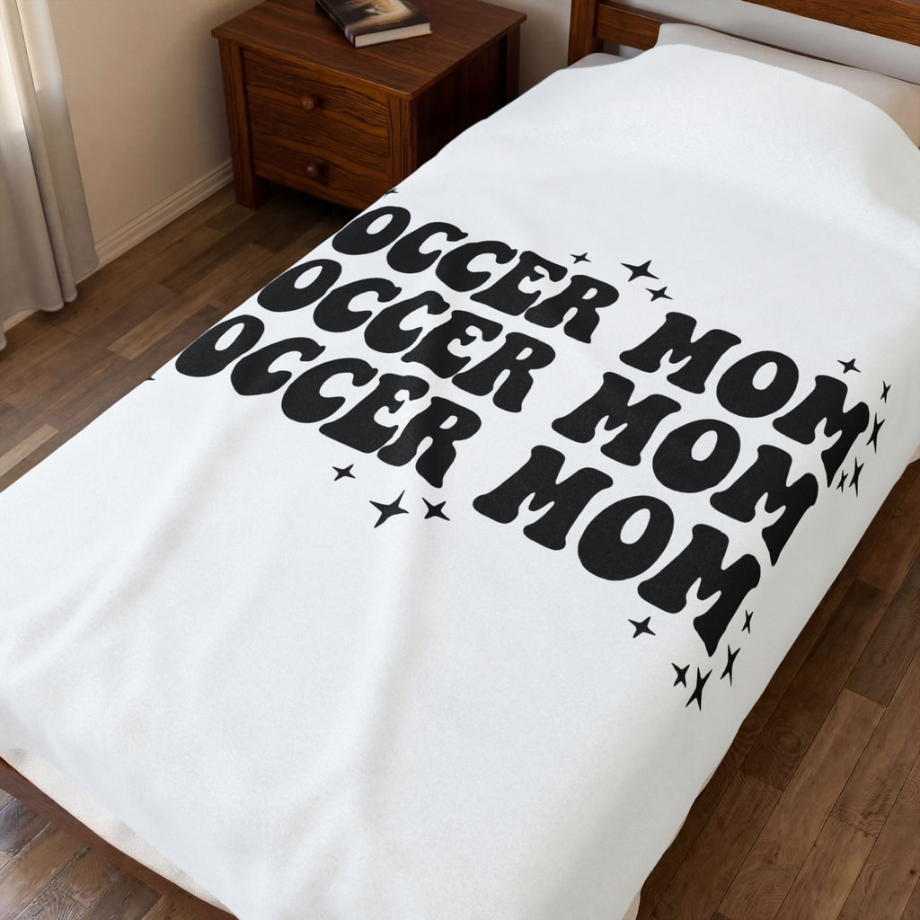 Soccer Mom Blanket Moms Sports Gift Women Groovy Blanket Football Mom Blanket Mother Fan Athletic Graphic Soccer Graphic Retro Stars Blanket