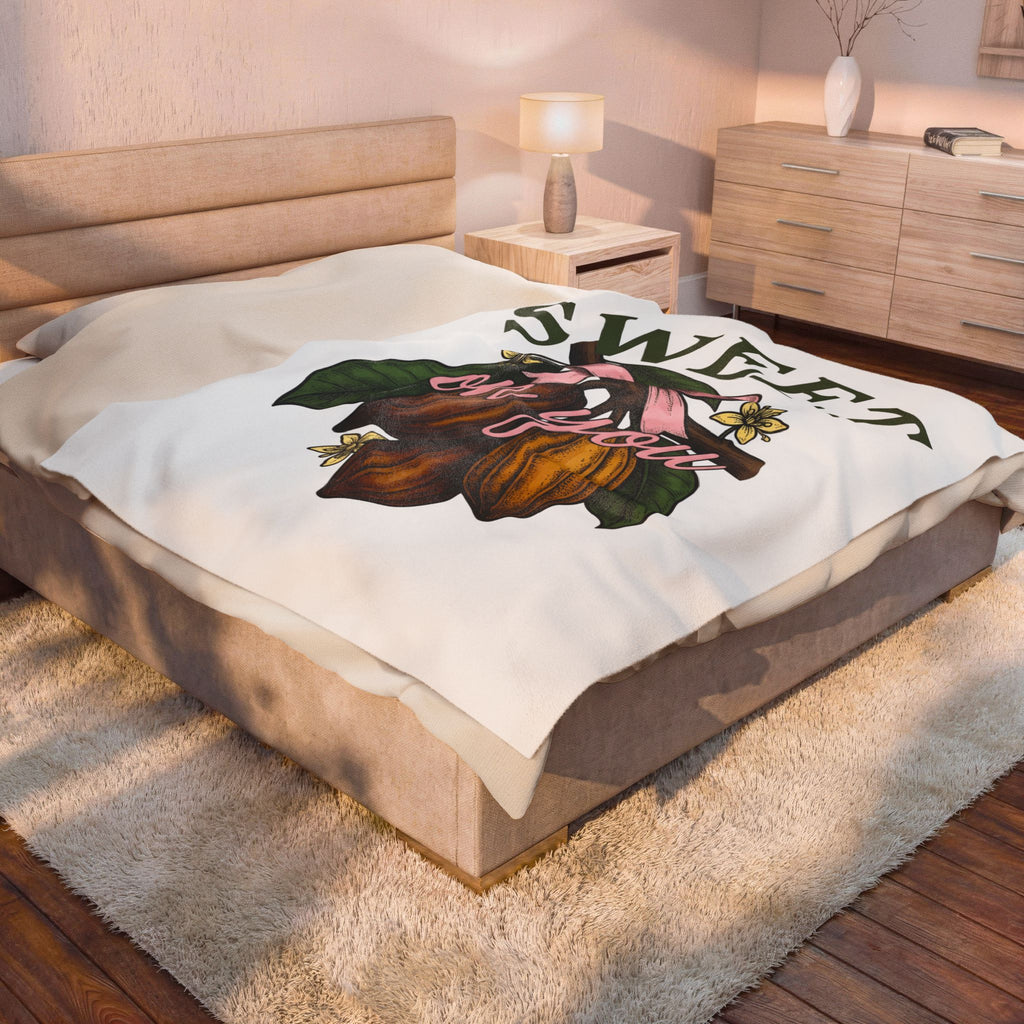 Cocoa Pods Blanket Desserts Chocolate Gift Women Vintage Blanket Cacao Pods Blanket Pastry Fan Retro Blanket Chocolate Bar Graphic Hand Drawn Pink