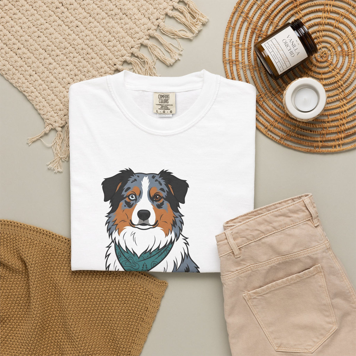 Australian Shepherd T-Shirt Dog Pet Gift Women Cartoon T-Shirt Blue Heeler T-Shirt Dog Fan Aussie Graphic Dog Design Vintage Bandana T-Shirt