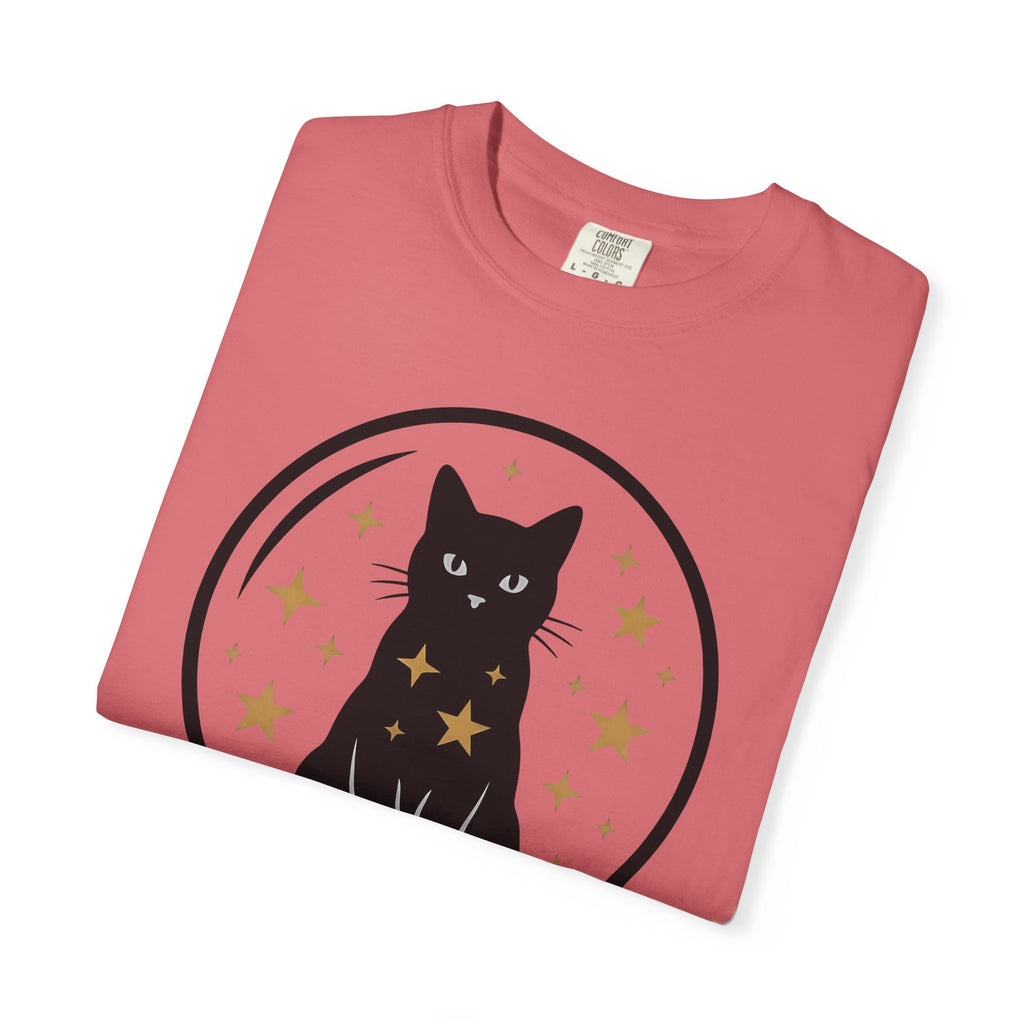 Dark Cat Orb T-Shirt Cat Magic Gift Women Simple T-Shirt Black Cat Ball T-Shirt Cat Fan Feline Graphic T-Shirt Retro Sparkles T-Shirt