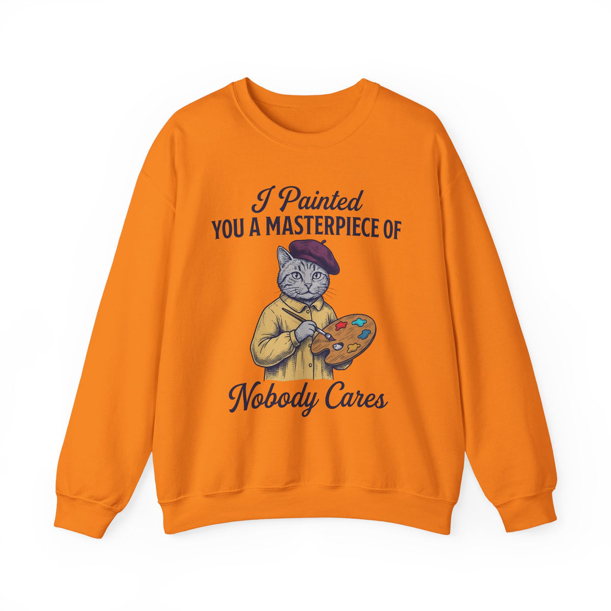 Artist Cat Sweatshirt Cat Humor Gift Women Vintage Sweatshirt Kitty Cat Sweatshirt Feline Fan Retro Sweatshirt Funny Graphic Hand Drawn Paint Palette Sweatshirt