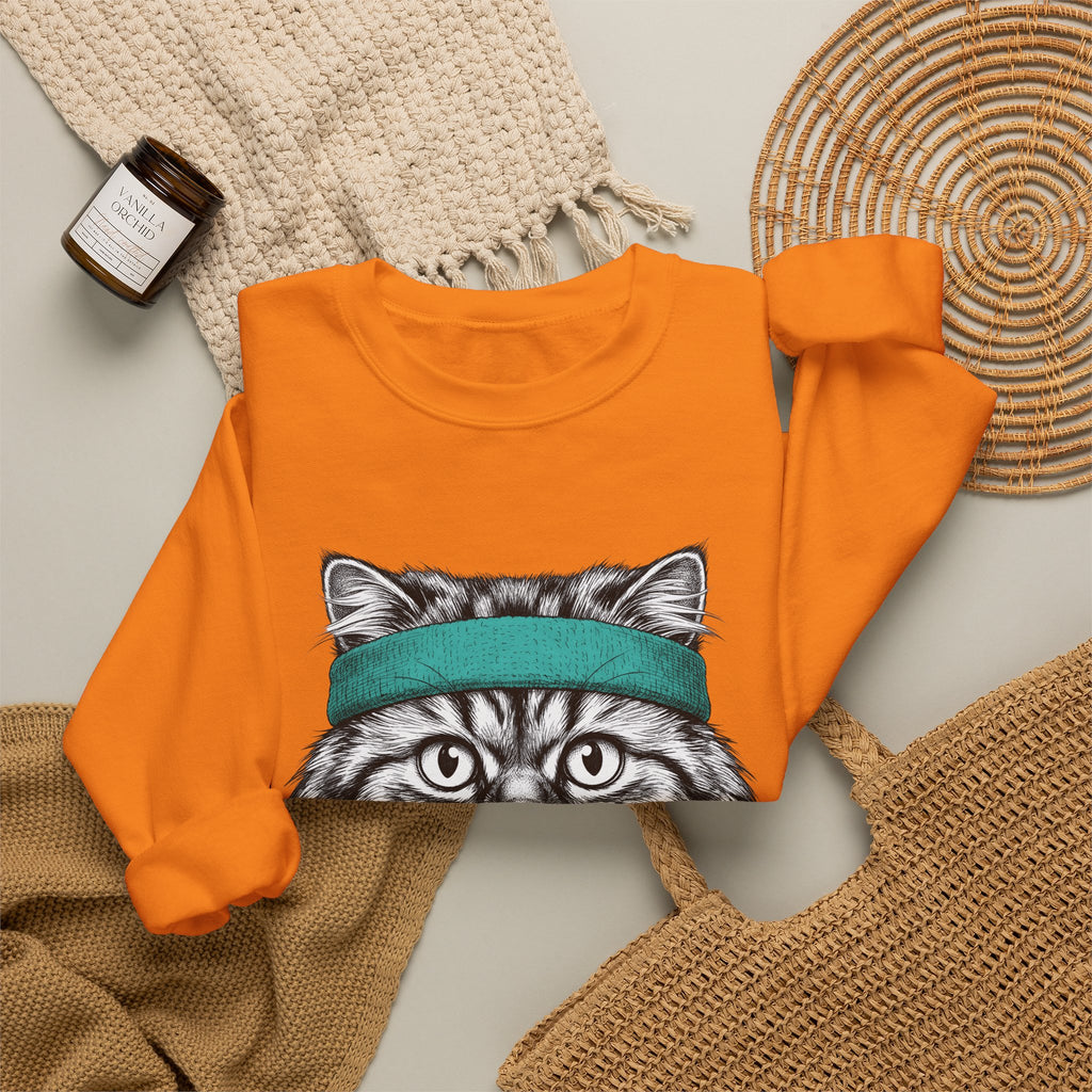 Striped Cat Sweatshirt Cat Pet Supplies Gift Women Doodle Sweatshirt Tabby Cat Sweatshirt Cat Fan Feline Sweatshirt Pet Accessories Graphic Minimalist Headwrap