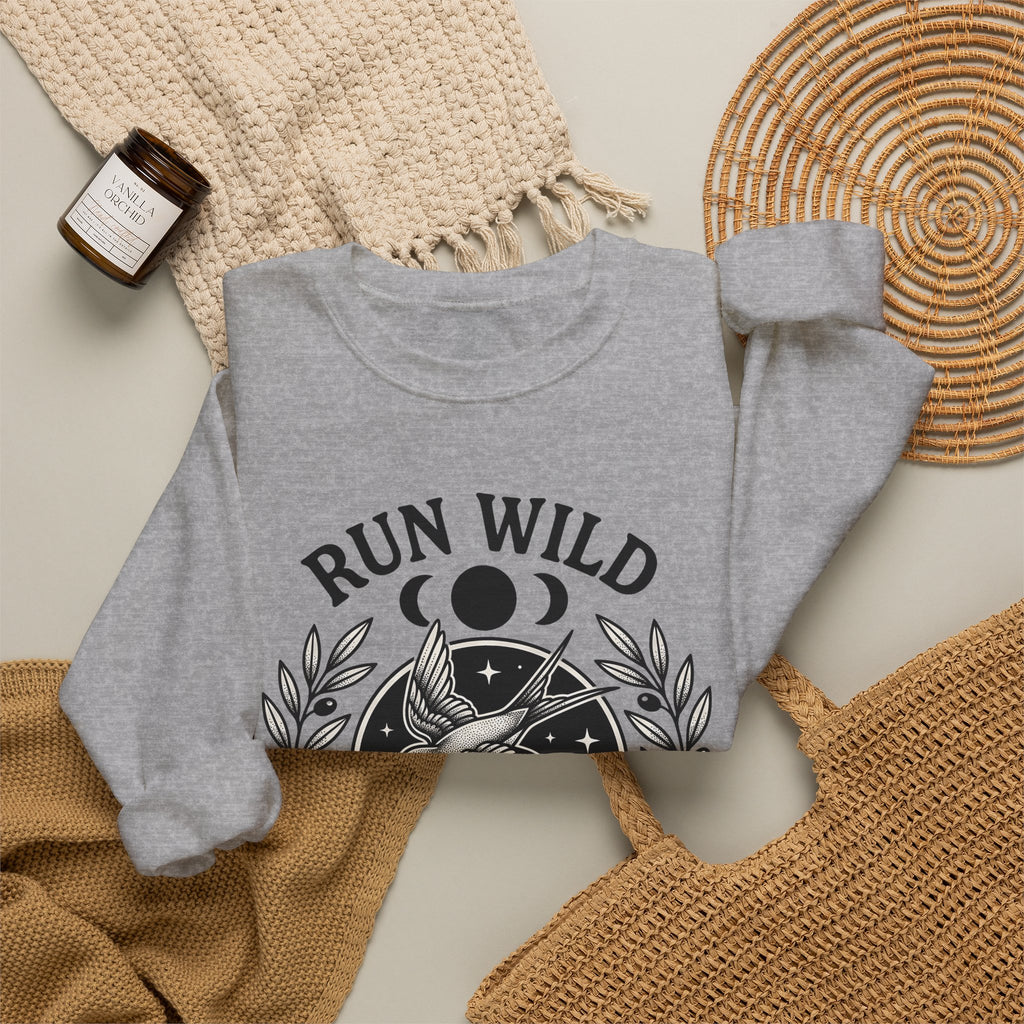 Female Bird Illustration Sweatshirt Sports Activities Jogging Gift Women Hippie Sweatshirt Bird Sweatshirt Athlete Enthusiast Bohemian Sweatshirt Runner
