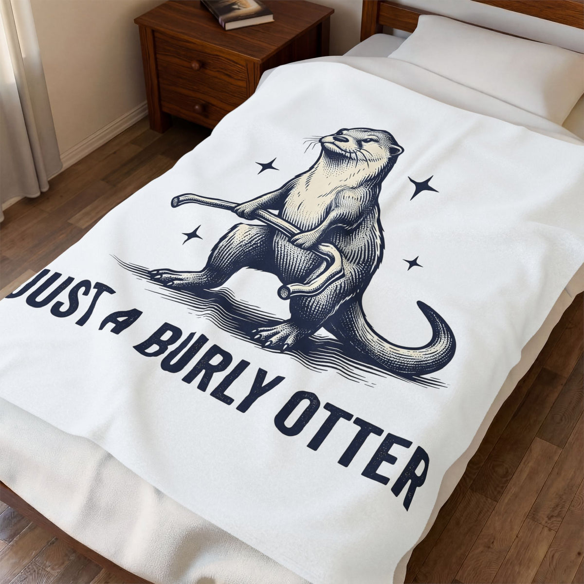Strong Otter Blanket Funny Animal Gift Women Vintage Blanket Otter Blanket Humor Fan Retro Blanket Wildlife Graphic Hand Drawn Stars Blanket