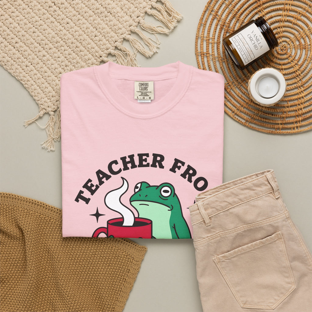 Frog Coffee Cup T-Shirt Teachers Latte Gift Women Kawaii T-Shirt Coffee T-Shirt T-Shirt Educator Enthusiast Coffee T-Shirt Cappuccino Graphic Classic