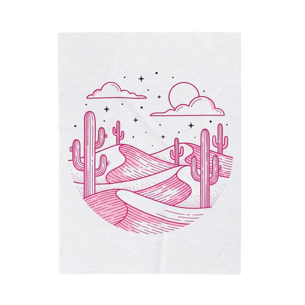 Desert Plant Desert Wilderness Gift Modern Cactus Desert Fan Succulent Wilderness Line Blanket