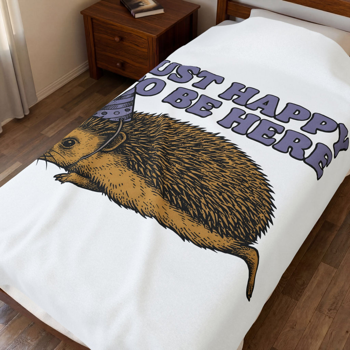 Hedgehog Birthday Hat Blanket Funny Pet Gift Women Retro Blanket Porcupine Blanket Humor Fan Vintage Blanket Animal Graphic Sketch Critter Design