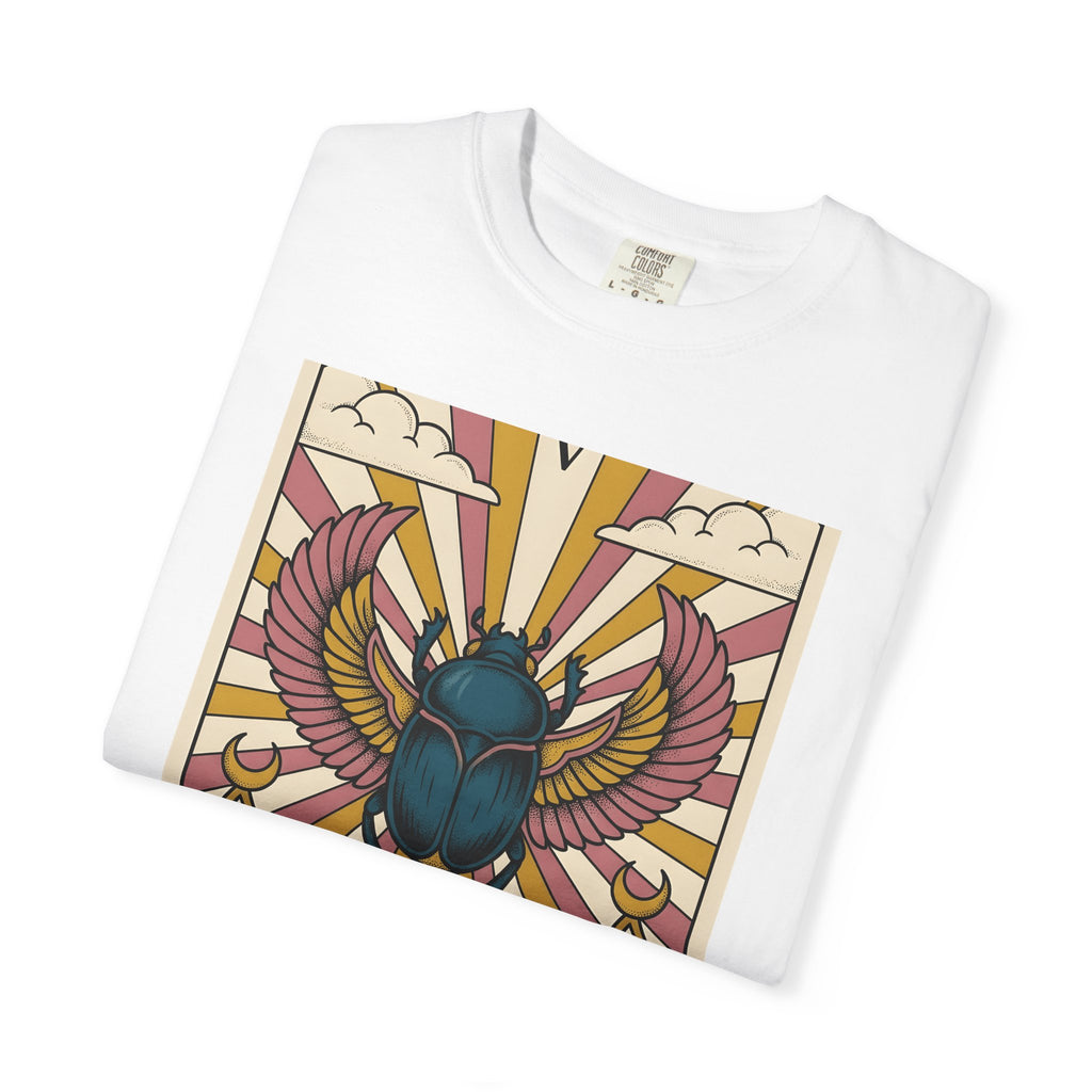 Beetle T-Shirt Boho Chic Esoteric Gift Women Divination Card T-Shirt Bug T-Shirt Bohemian Fan Tarot T-Shirt Mystical Graphic Hand Drawn Crescent