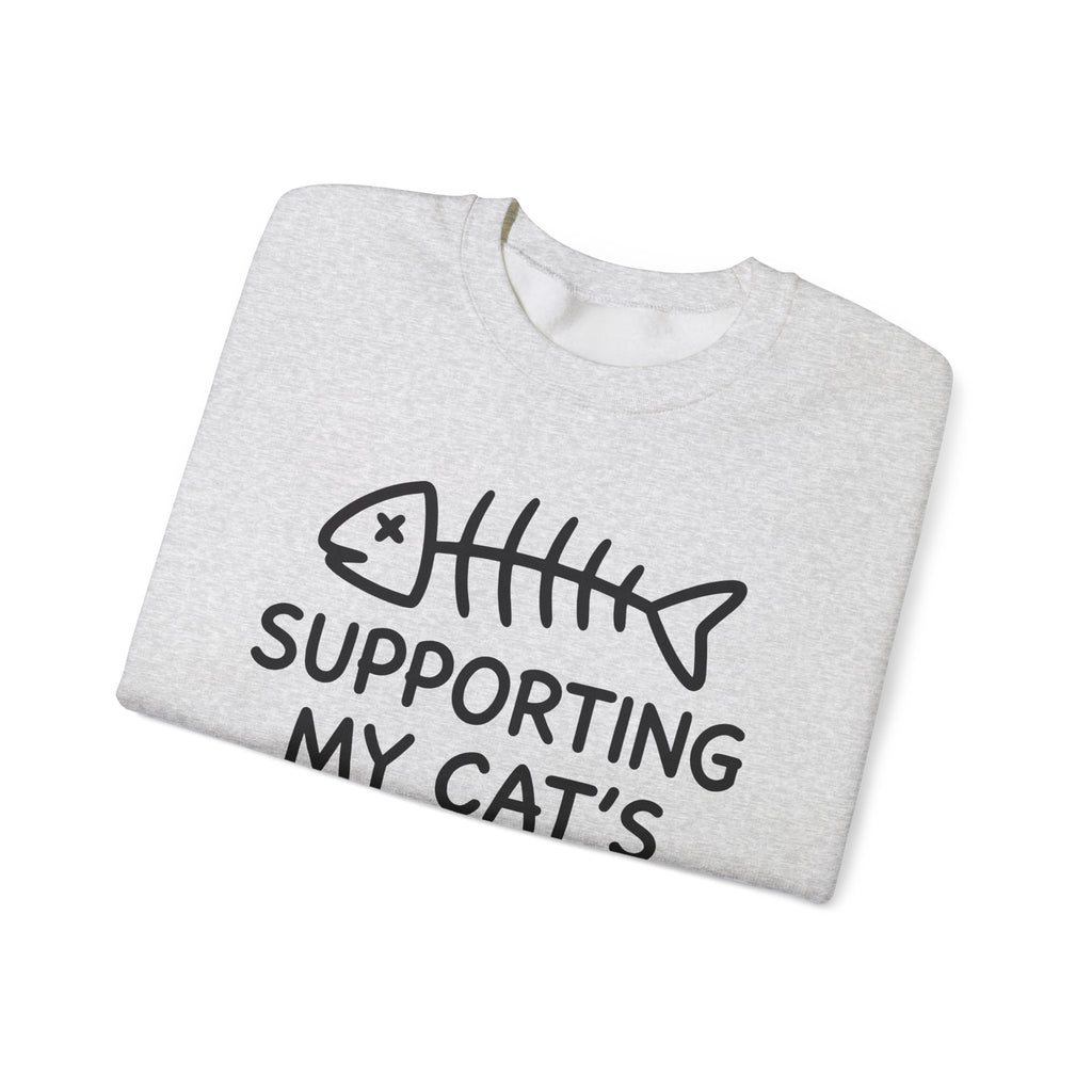 Fish Bone Sweatshirt Cat Funny Gift Women Cute Sweatshirt Fish Skeleton Sweatshirt Cat Fan Fishy Sweatshirt Humorous Graphic Sketch Cat Treats Sweatshirt
