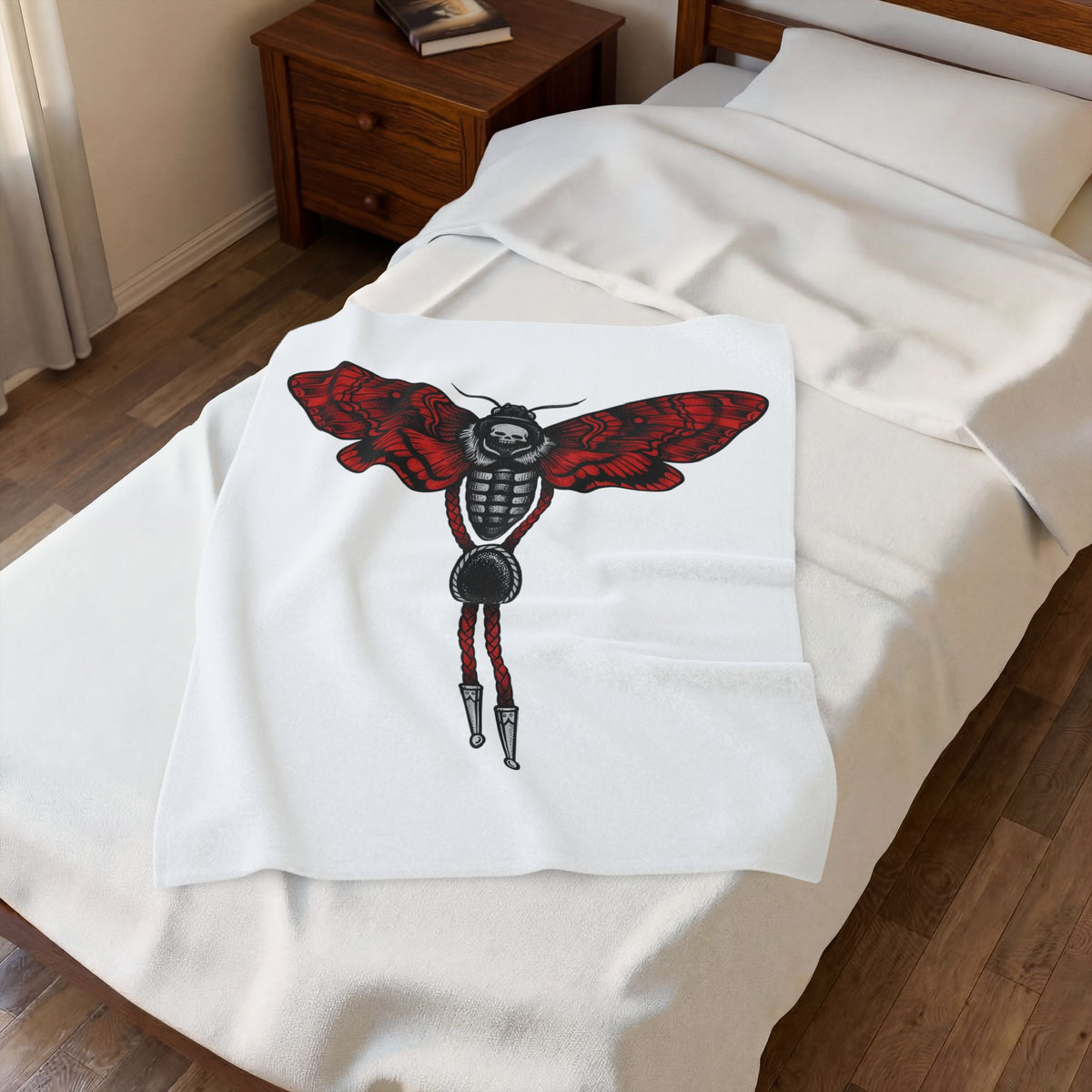 Moth Skull Blanket Cowgirl Cowboy Gift Women Traditional Blanket Insect Blanket Rodeo Fan Classic Blanket Cowboy Graphic Retro Bolo Tie Blanket