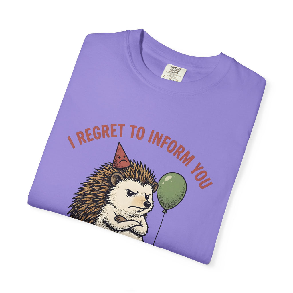 Hedgehog Art T-Shirt Funny Creatures Gift Women Whimsical T-Shirt Porcupine T-Shirt Humor Fan Cartoon T-Shirt Animal Graphic Sketch Balloon T-Shirt